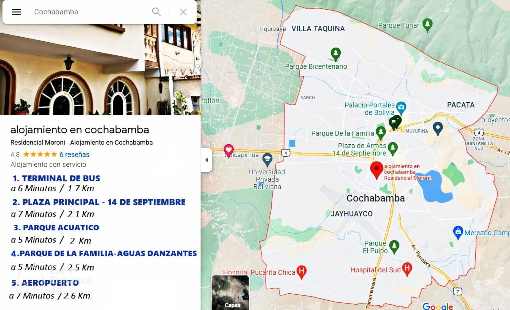 Residencial Moroni - Alojamiento En Cochabamba Bed & Breakfast Bagian luar foto